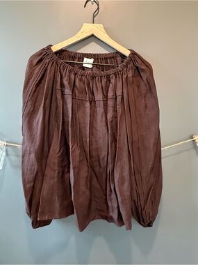 DISSH Chocolate Brown off the shoulder long sleeve